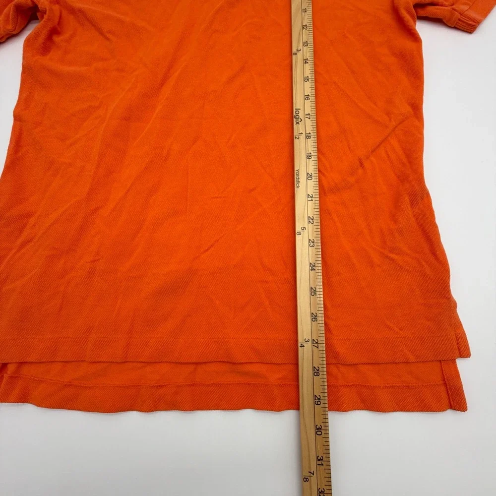 Polo Ralph‎ Lauren Mens Orange Pique Cotton Short Sleeve Polo Shirt Blue Pony M